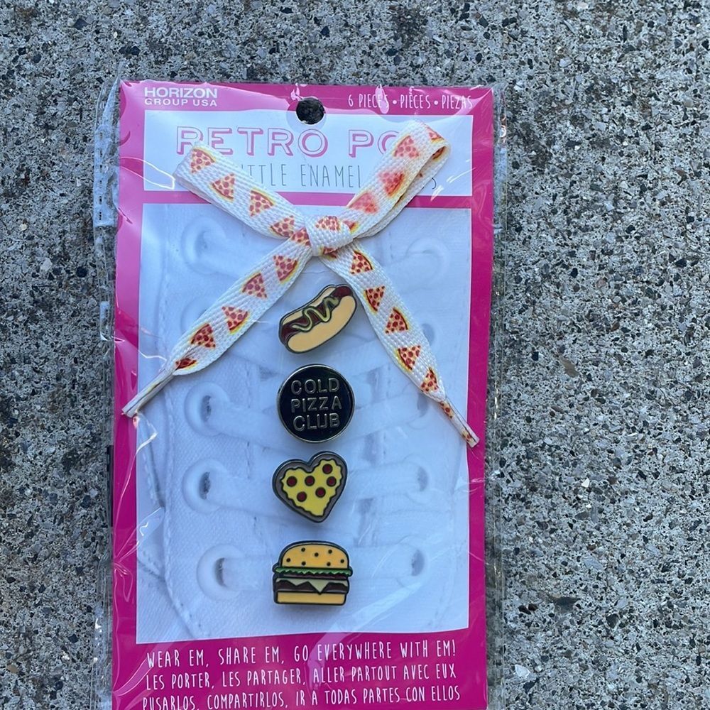 Retro Pop Enamel Shoe Charms With Laces, New! - One Set